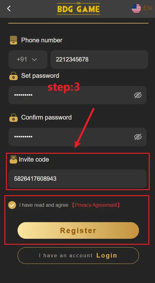 bdg game BDG Game register step 3 invite code