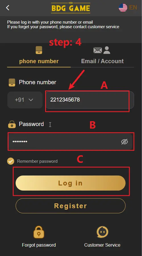 bdg game BDG Game login step 4